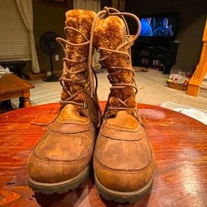 Brown faux hiking shoes. Made for the look, not the trail. Worn twice.